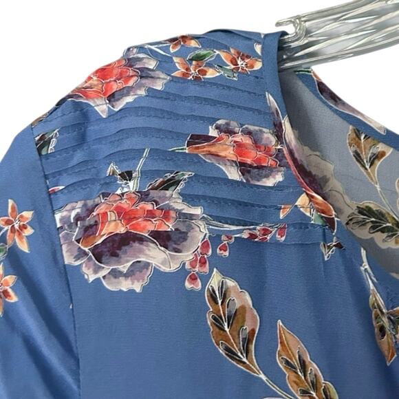 Jade by Johnny Was Wallace Silk Midi Dress Women's Small Blue Floral Cottage NEW - Picture 4 of 9